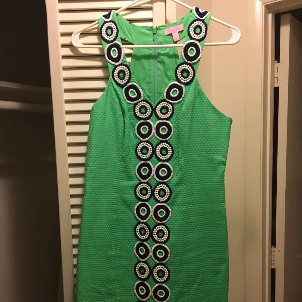Green and Navy Blue Lilly Pulitzer Dress Size 4 - Picture 1 of 4